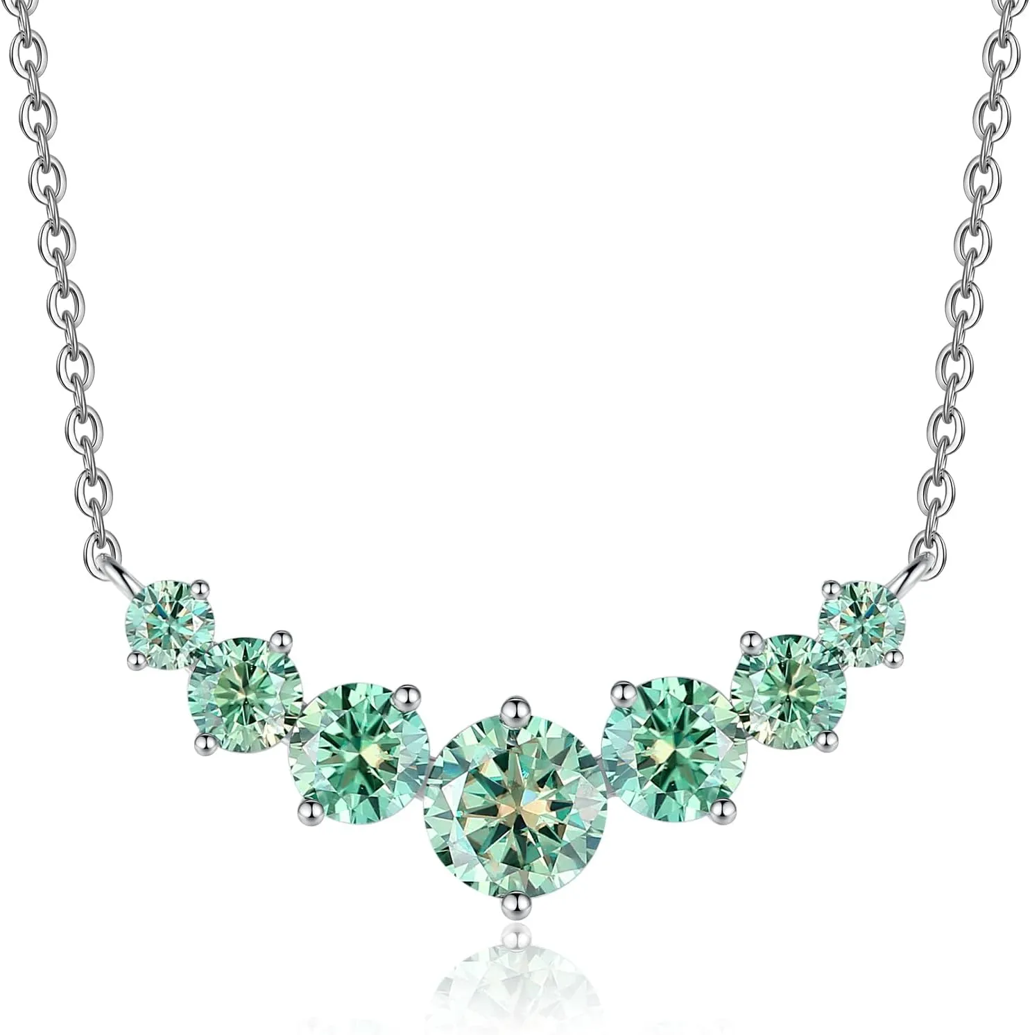 1-5 CT Blue/Cyan/White Moissanite Necklace for Women,Platinum/18K Gold Plated S925 Sterling Silver, Lab Created Diamond Pendant Necklace
