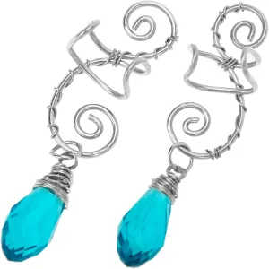 1 Pair Retro Crystal Pendant Ear Cuff Clips Elegant Ear Decoration for Fashionable Outfits Unique Design with Shiny Gloss for Any Occasion
