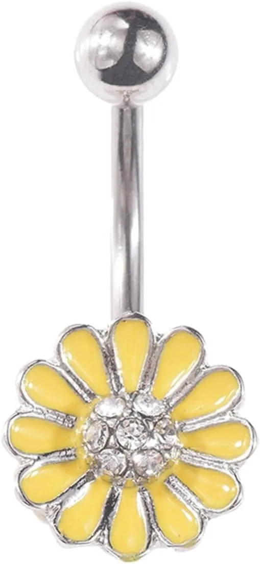 1 PC Daisy Flower Navel Ring Belly Piercing Jewelry Fashionable Belly Button Accessory for Women and Unique Friends and Yourself