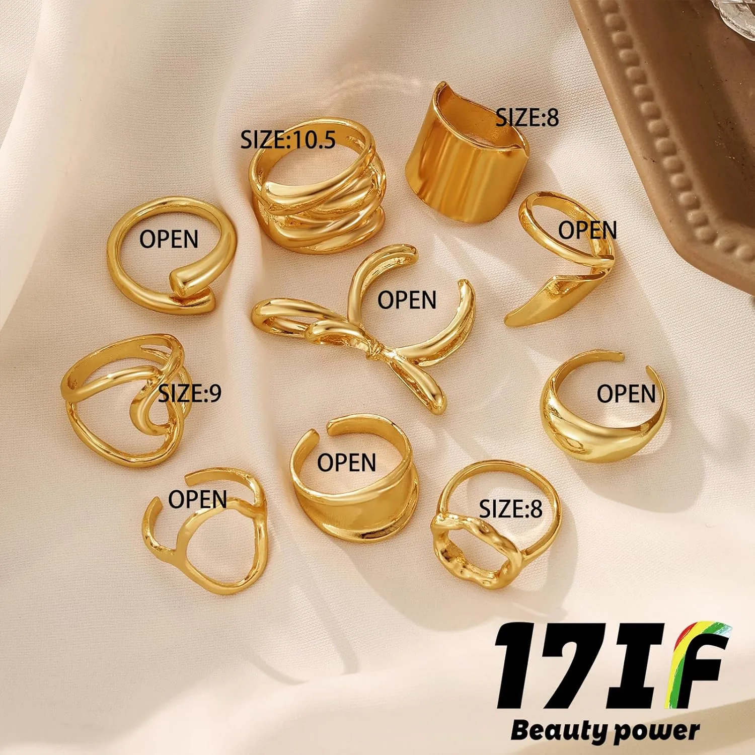 10-15 Pcs Gold Ring Set for Women Chunky Classic Dainty Boho Aesthetic Punk Thick Line Big Size Simple Stacking on Thumb Knuckle Rings Pack