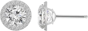 10K or 14K Real Solid Gold Halo Earrings for Women | White or Yellow Gold Halo Round Cut Studs | 0.5 to 3 Carat Cubic Zirconia CZ Simulated Diamond