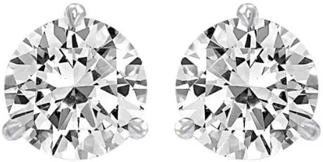 1/2 Carat Solitaire Diamond Stud Earrings Round Brilliant Shape 3 Prong Push Back (J-K Color, I2 Clarity)