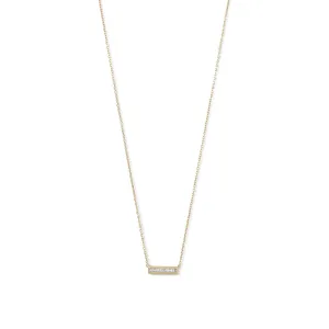 14 Karat Gold Plated Mini CZ Bar Necklace