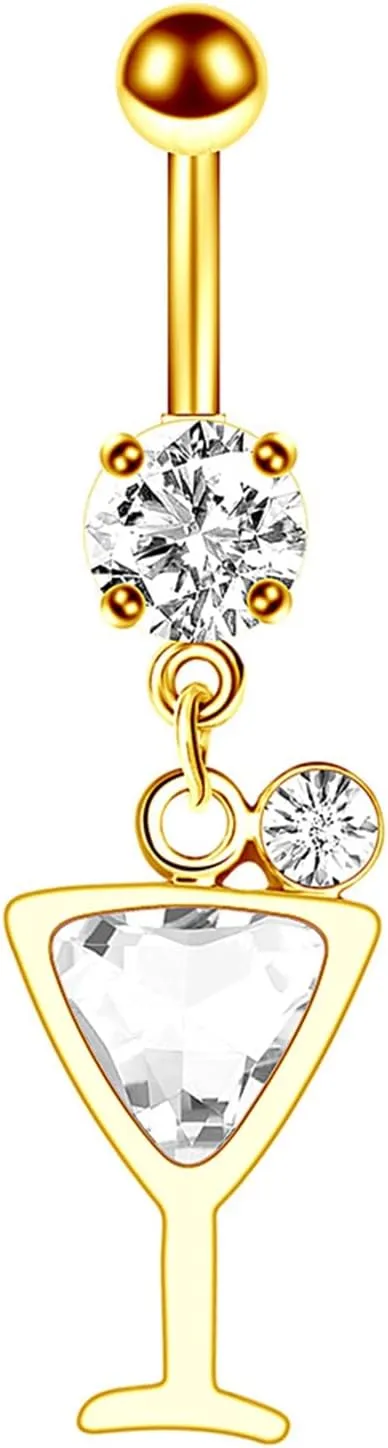 14G Belly Button Rings Cute, Body Piercing Rings for Women Multistyle Tassel with Zirconia