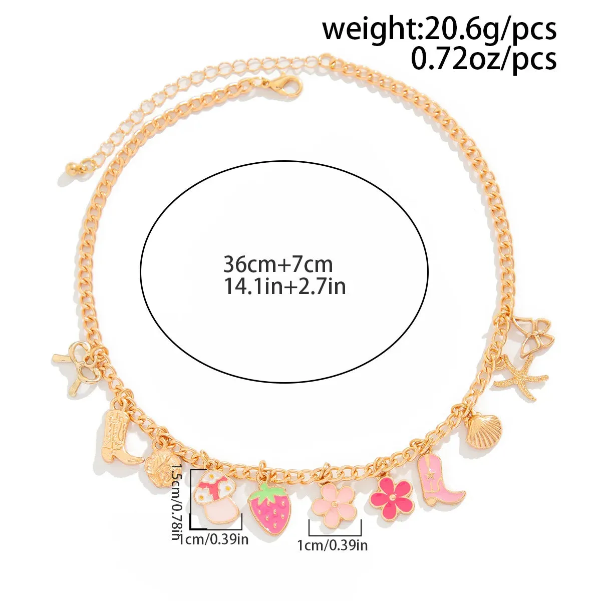 14K Gold Boho Seashell Cross Charm Necklaces