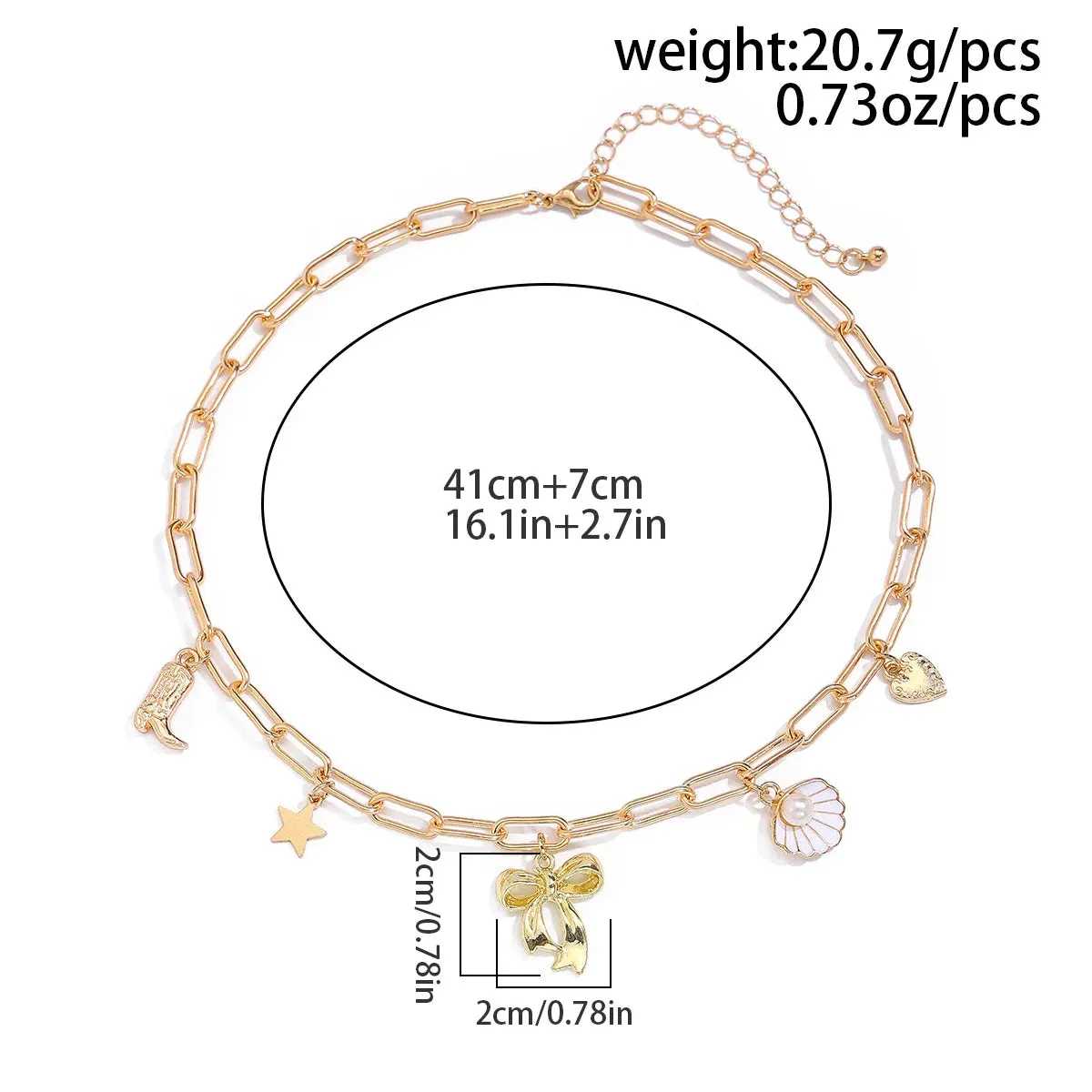 14K Gold Boho Seashell Cross Charm Necklaces