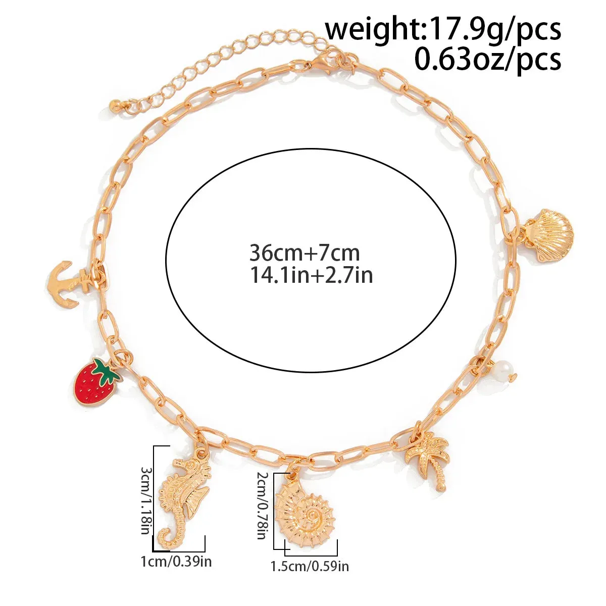 14K Gold Boho Seashell Cross Charm Necklaces