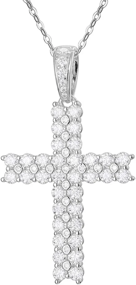 14K Gold Cross Diamond Pendant Necklace, Ideal Birthday or Graduation Diamond Jewelry Gift for The Young Generation