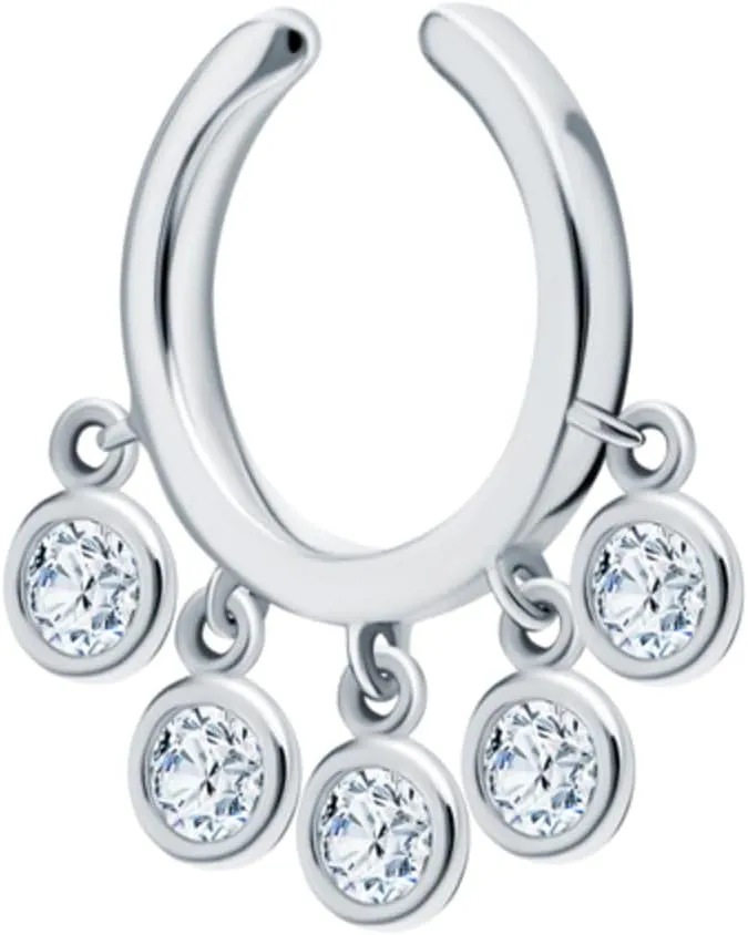 14k Gold Diamond(0.25ct) Dangle Ear Cuff, Bezel Set Diamond Drop Hoop, Single Wrap Conch Helix Earring, Modern Fine Jewelry for Women.