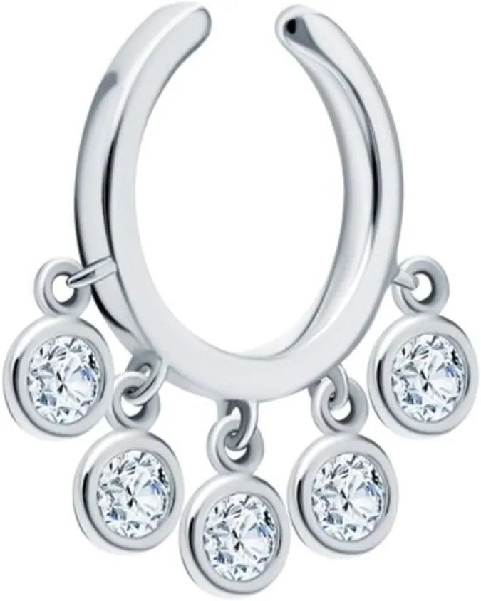 14k Gold Diamond(0.25ct) Dangle Ear Cuff, Bezel Set Diamond Drop Hoop, Single Wrap Conch Helix Earring, Modern Fine Jewelry for Women.