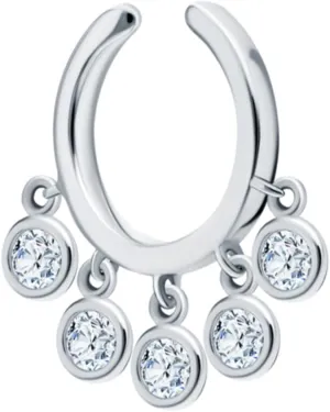 14k Gold Diamond(0.25ct) Dangle Ear Cuff, Bezel Set Diamond Drop Hoop, Single Wrap Conch Helix Earring, Modern Fine Jewelry for Women.