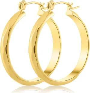 14k Gold Hoops Earrings for Women Trendy 14k Gold Earrings Hypoallergenic Earring for Women Unique Pattern Jewelry