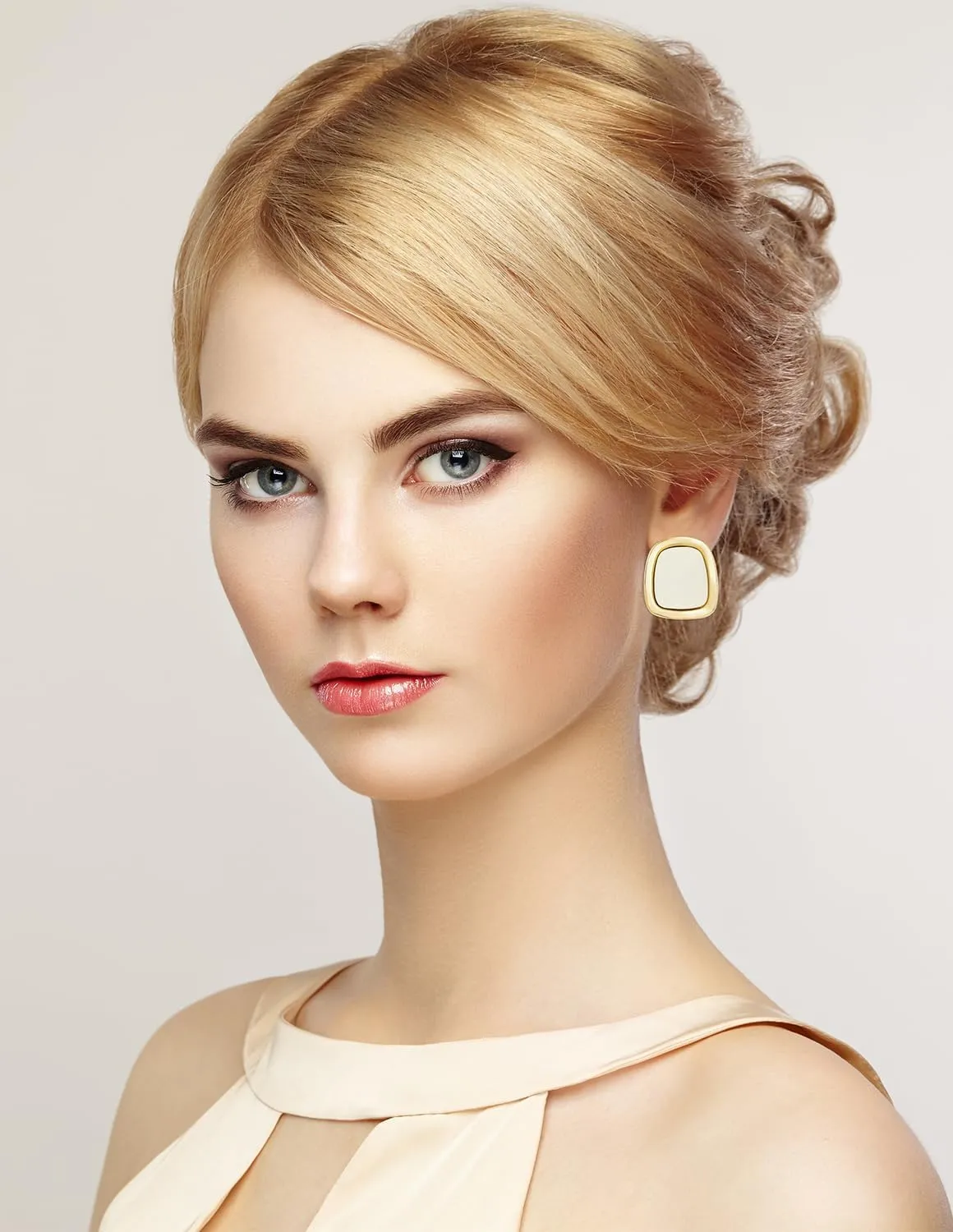 14K Gold Plastic Stud Earrings for Women Jewelry