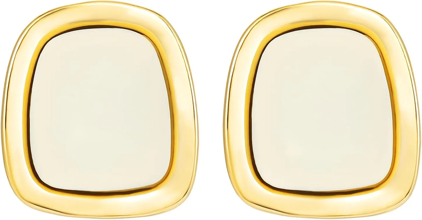 14K Gold Plastic Stud Earrings for Women Jewelry
