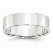 14k White Gold 6mm Lightweight Flat Wedding Band Ring
