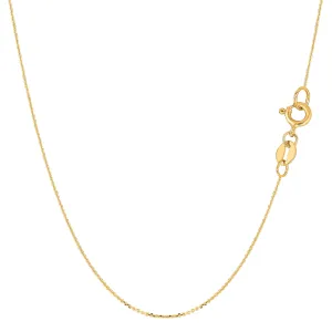 14k Yellow Gold Cable Link Chain Necklace, 0.6mm