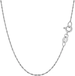 14K Yellow or White Gold 0.80mm Shiny Diamond-Cut Classic Singapore Chain Necklace for Pendants and Charms with Spring-Ring Clasp (16" or 18" inch)