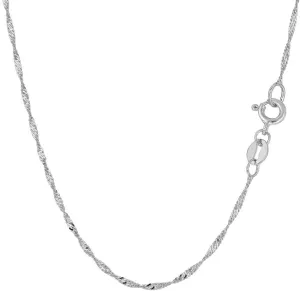 14K Yellow or White Gold 1.5mm Shiny Diamond-Cut Classic Singapore Chain Necklace for Pendants and Charms with Spring-Ring Clasp (10" 16" 18" 20" or 24" inch)