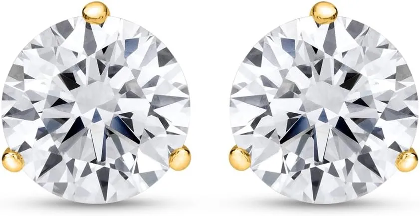 1.5 Carat Solitaire Diamond Stud Earrings Round Brilliant Shape 3 Prong Screw Back (J-K Color, I2 Clarity)