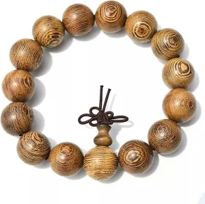 15mm Wood Tibet Buddha Buddhist Prayer Beads Bracelet Mala Bangle Wrist.82-Default