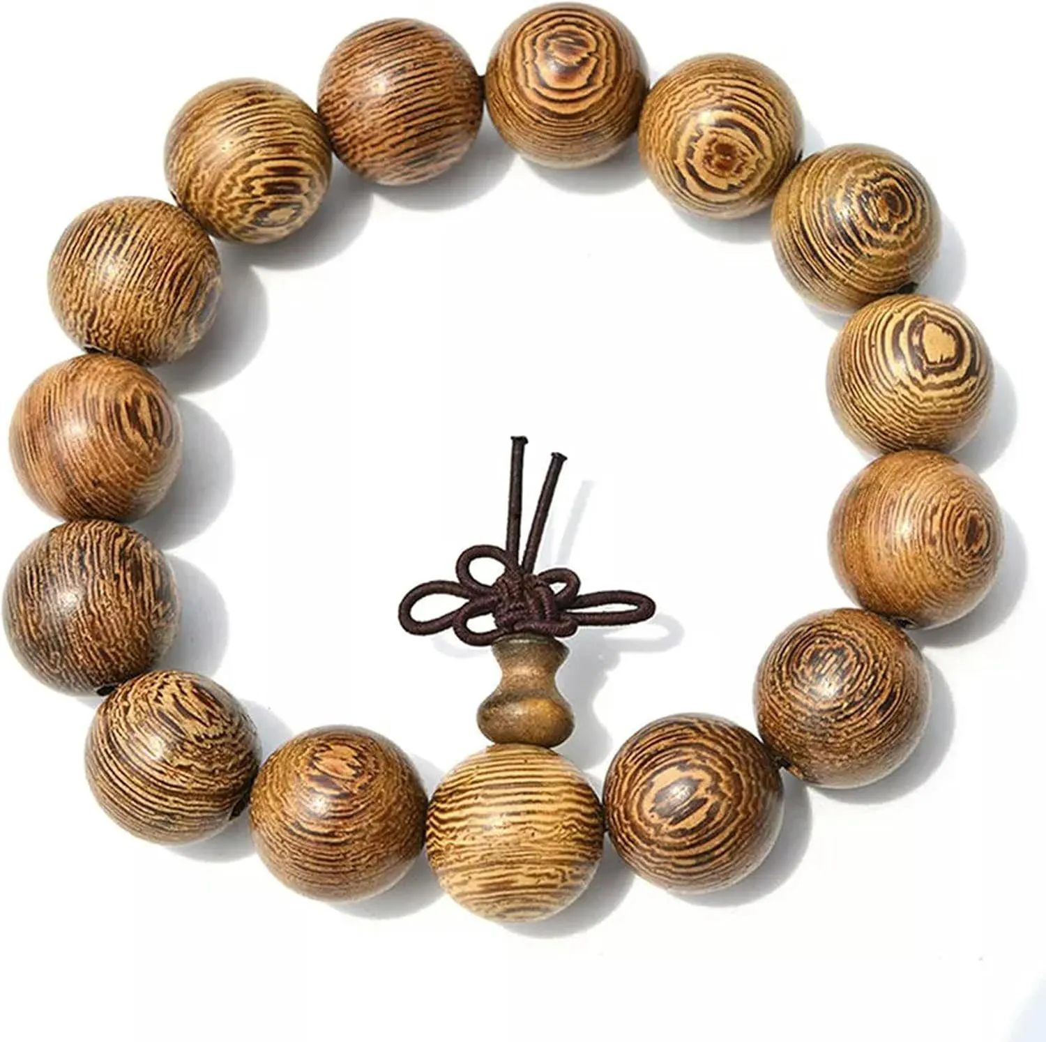 15mm Wood Tibet Buddha Buddhist Prayer Beads Bracelet Mala Bangle Wrist.82-Default
