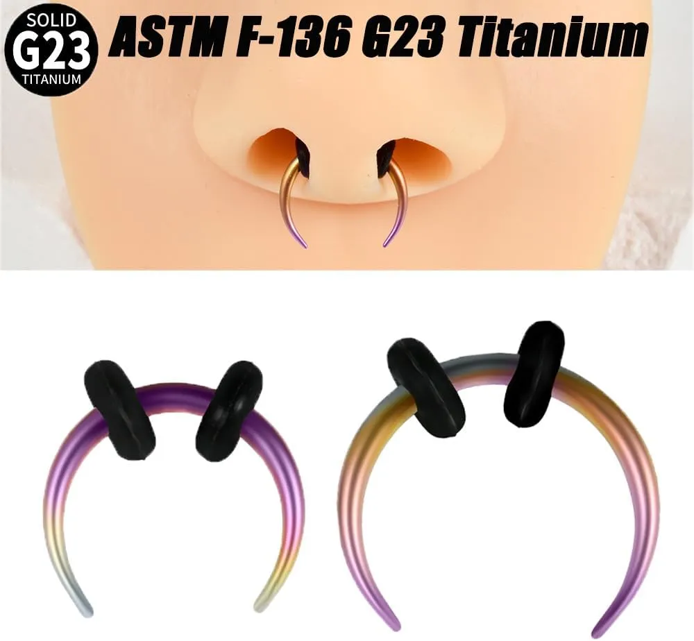 16G G23 Titanium Horseshoe Septum Rings for Women Men Purple Hoop Nose Rings Conch Helix Daith Cartilage Earrings Body Piercing Jewelry 8mm 10mm