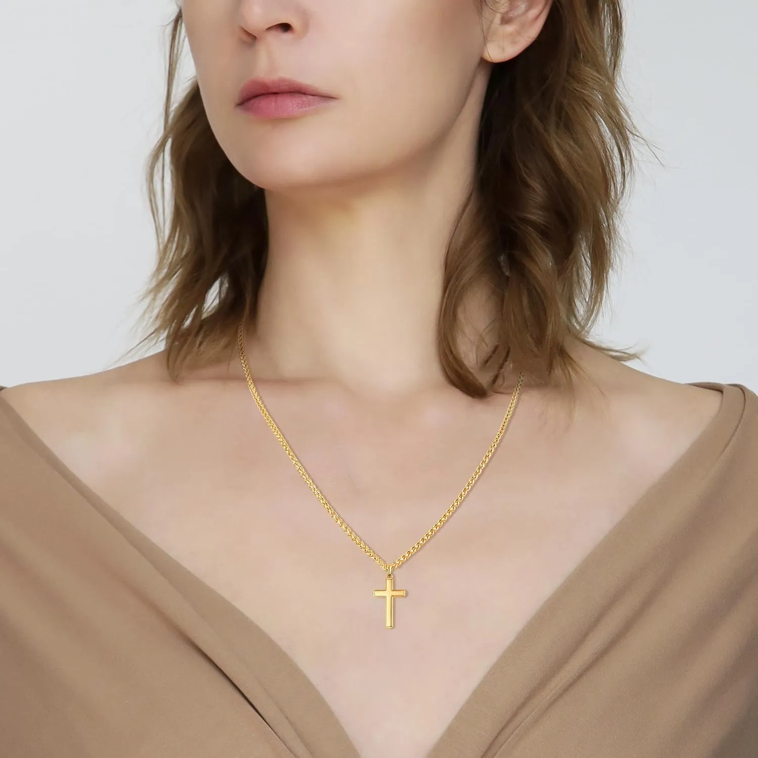 18k Gold Over 925 Sterling Silver Wheat Chain Necklace for Women Men, 2.5mm Chain Necklace for Women, Durable & Shiny & Sturdy Women's Chain Necklace, 16,18,20,22,24,26 Inch