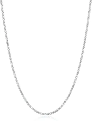 18k Gold Over 925 Sterling Silver Wheat Chain Necklace for Women Men, 2.5mm Chain Necklace for Women, Durable & Shiny & Sturdy Women's Chain Necklace, 16,18,20,22,24,26 Inch