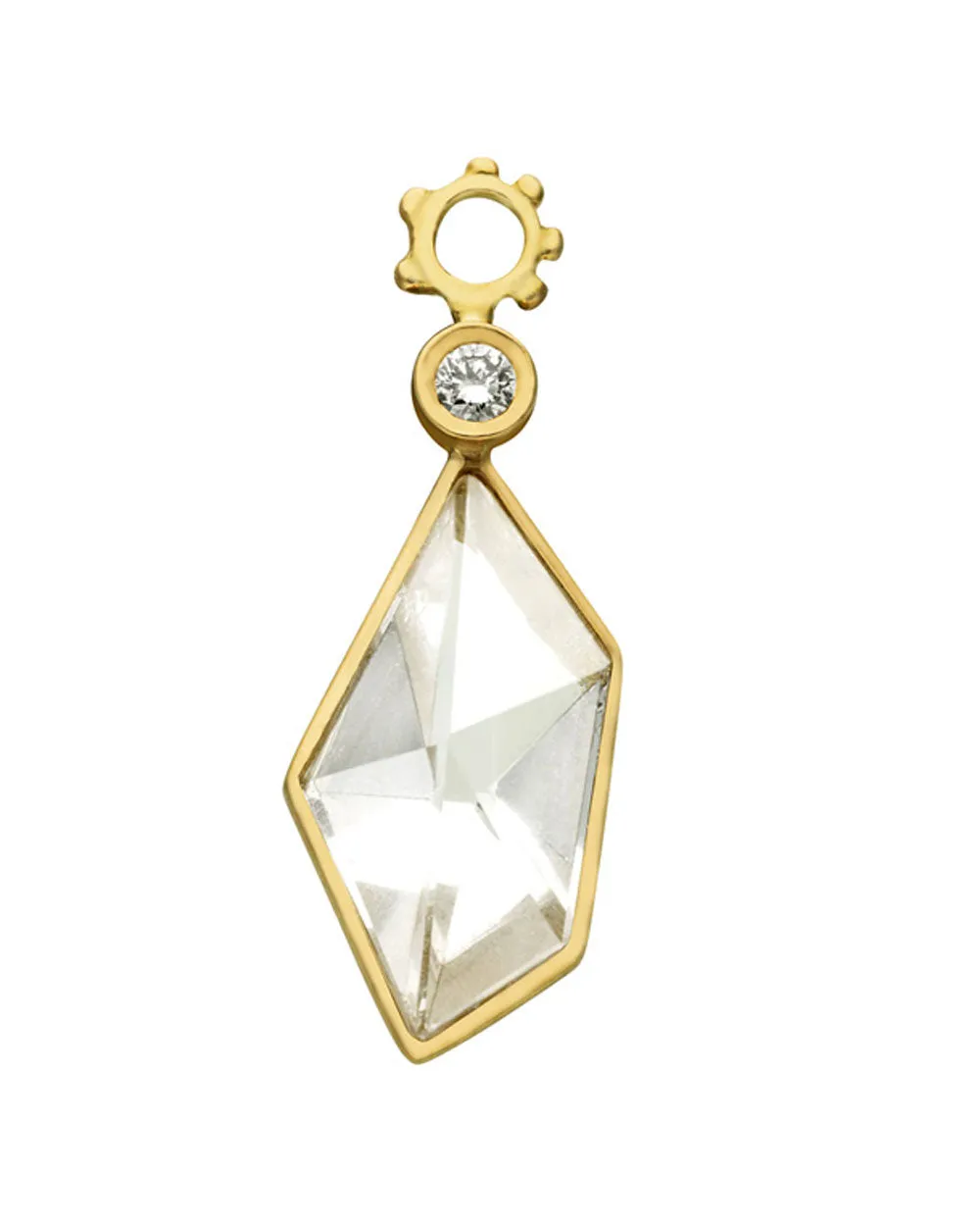 18k Yellow Gold Rock Crystal Hoop Charm