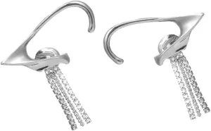 1Pair Fashionable Ear Cuff Clip Earrings for Women Stylish Rhinestone Ear Crawler with Tassel Design for Daily Wear Weddings and Special Occasions