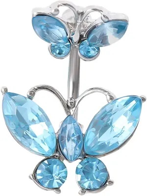 1Pc Fashionable Geometric Body Jewelry Simple Micro Set Belly Button Ring Blue Stylish Navel Jewelry for Women for Everyday Wear and Special Occasions