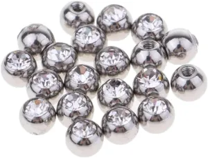 20 PCS Crystal Piercing Jewelry Ball Barbell Tongue Ring Tragu Lip - Stainless Steel and Rhinestone Replacement Balls - and Colorfast - Perfect for Belly,