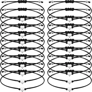 20 Pcs Friendship Bracelets Bulk Heart String Handmade Matching Bracelets for Adults Couples Friends Braided Adjustable Charm wristbands for Family Women Men(Heart)