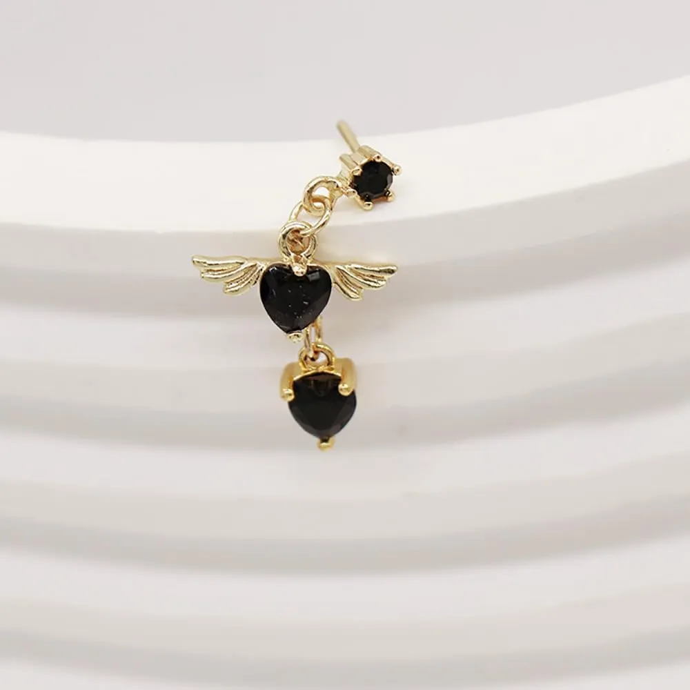 20G CZ Heart Dangle Nose Rings Stainless Steel L-Shaped Nose Studs Screws Dangling Gold Nose Piercing Jewelry for Women