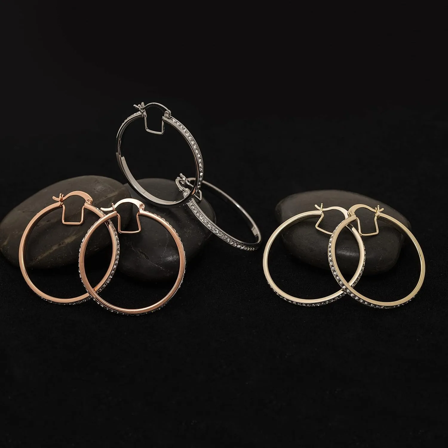 20mm - 40mm Hoop Earrings for Women made with Faceted Crystals