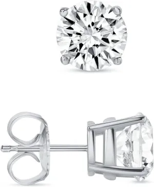 2CT Round Brilliant Cut Simulated Diamond Push Back Women Stud Earrings