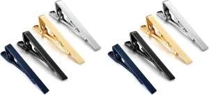 2Pack Total 8Pcs Men Tie Clip Copper Fashionable Elegant Slick Finish 4 Colors Male Tie Neck Clamp Set for Wedding Anniversary Business