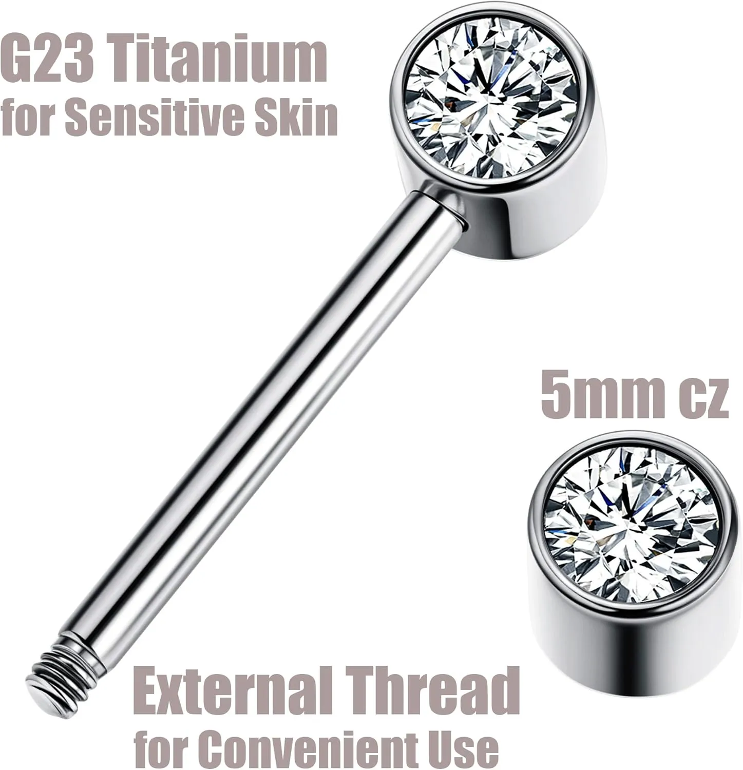 2Pairs 14G G23 Titanium Nipple Rings for Women Tongue Rings Straight Barbells Ring CZ Nipplerings Body Piercing Jewelry 12mm 14mm 16mm