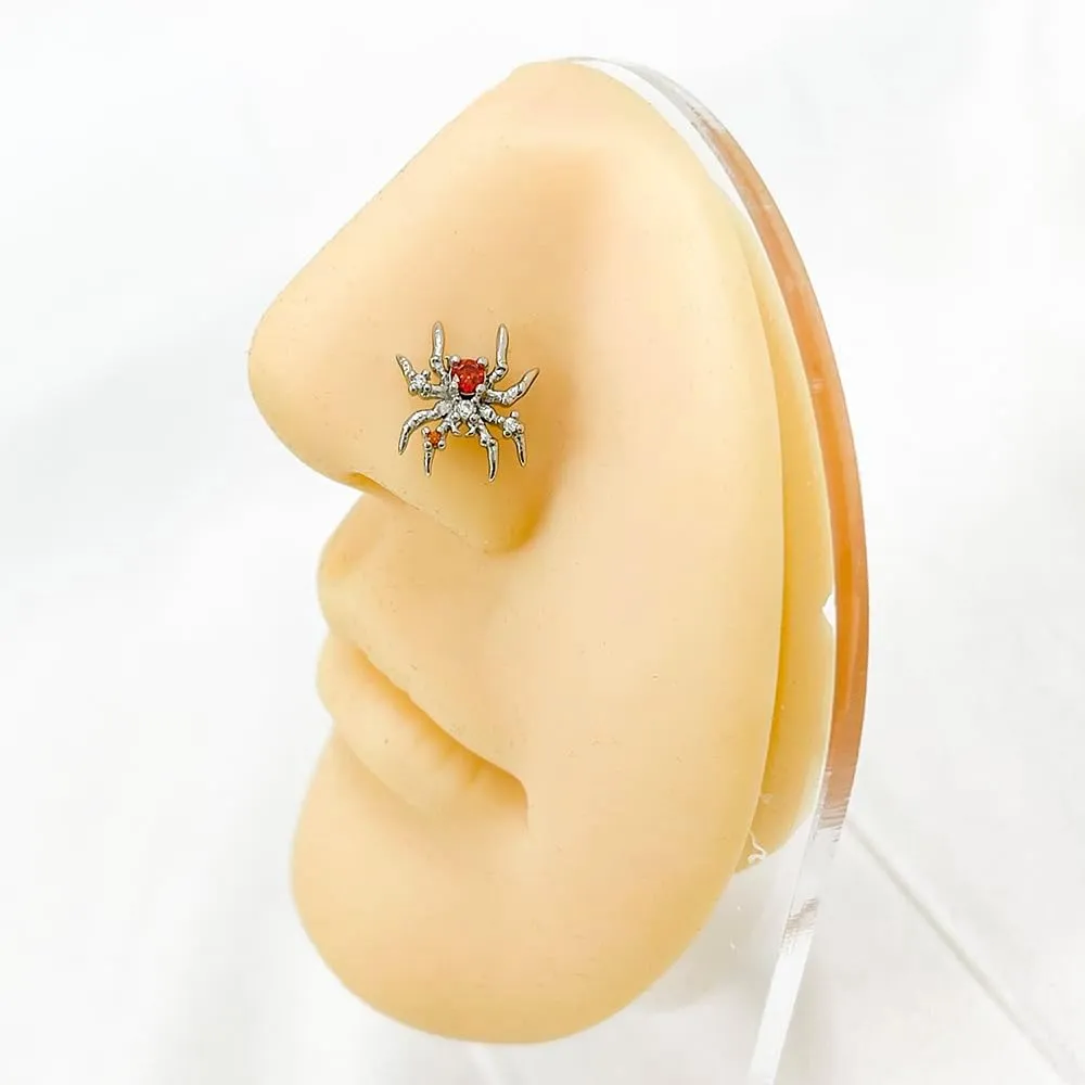 2Pcs 20G Spider L-Shaped Nose Rings Studs for Women Men - Surgical Steel Spiders Nose Screws Studs Rings Nostrial Piercing Jewelry