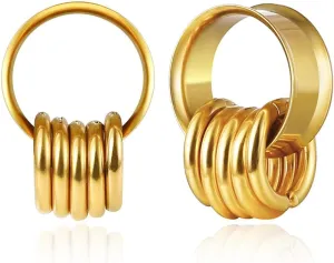 2PCS Classic Ear Gauges for Stretched Ears with 10pcs Nose Hoop Rings, Hypoallergenic 316 Stainless Steel Ear Plugs Tunels 8mm-25mm (0G-1") Body Piercing Jewelry for Women Men
