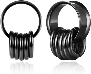 2PCS Classic Ear Gauges for Stretched Ears with 10pcs Nose Hoop Rings, Hypoallergenic 316 Stainless Steel Ear Plugs Tunels 8mm-25mm (0G-1") Body Piercing Jewelry for Women Men
