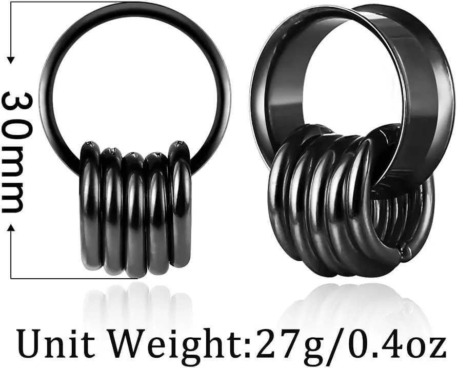 2PCS Classic Ear Gauges for Stretched Ears with 10pcs Nose Hoop Rings, Hypoallergenic 316 Stainless Steel Ear Plugs Tunels 8mm-25mm (0G-1") Body Piercing Jewelry for Women Men