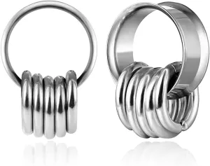 2PCS Classic Ear Gauges for Stretched Ears with 10pcs Nose Hoop Rings, Hypoallergenic 316 Stainless Steel Ear Plugs Tunels 8mm-25mm (0G-1") Body Piercing Jewelry for Women Men
