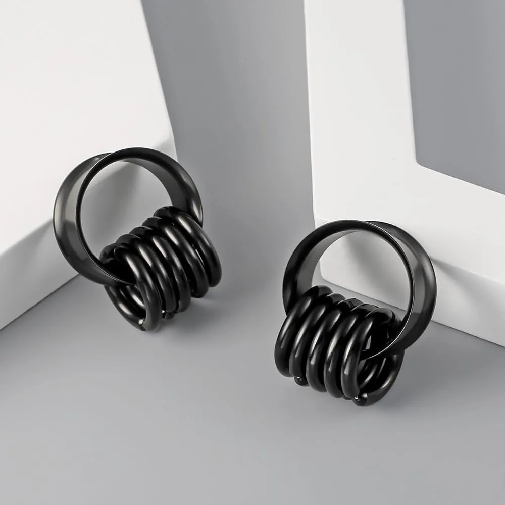 2PCS Classic Ear Gauges for Stretched Ears with 10pcs Nose Hoop Rings, Hypoallergenic 316 Stainless Steel Ear Plugs Tunels 8mm-25mm (0G-1") Body Piercing Jewelry for Women Men