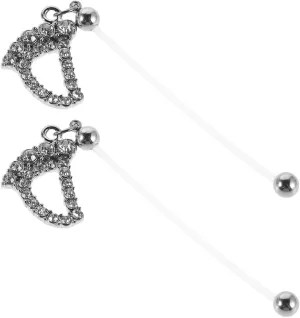 2Pcs Flexible Navel Rings for Pregnancy Comfortable Stainless Steel Belly Button Jewelry with Rhinestone Stylish Secure Design for Expecting Mothers Maternity