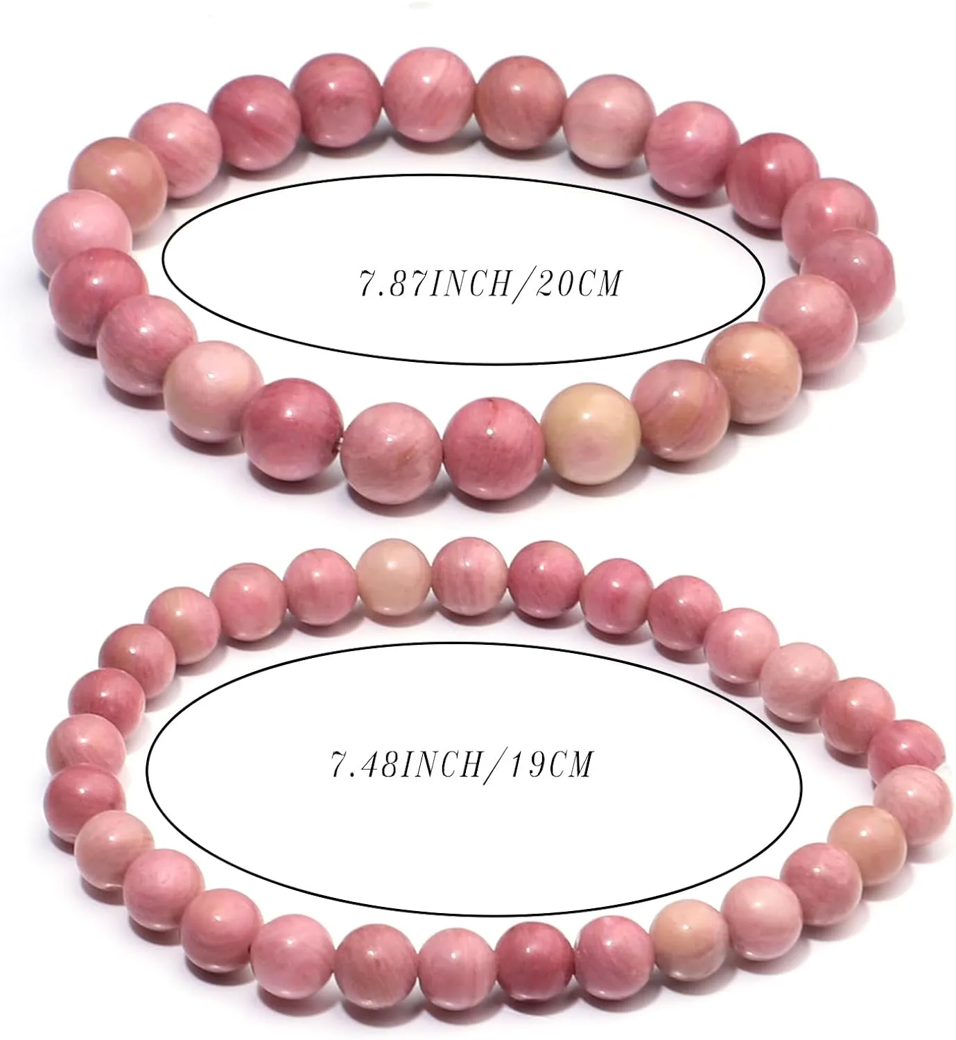 2Pcs Natural Stone Bracelets Stretch Bead Bracelets Healing Crystals Handmade Stretchy Round Beads Bracelet with Blessing Card Beads Bracelet Christmas Gifts