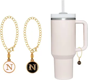 2Pcs Personalized Letter Charm for Stanley Simple Modern Tumbler 40oz with Handle ID Plate Initial Letter Chain Gift for Women Jewelry