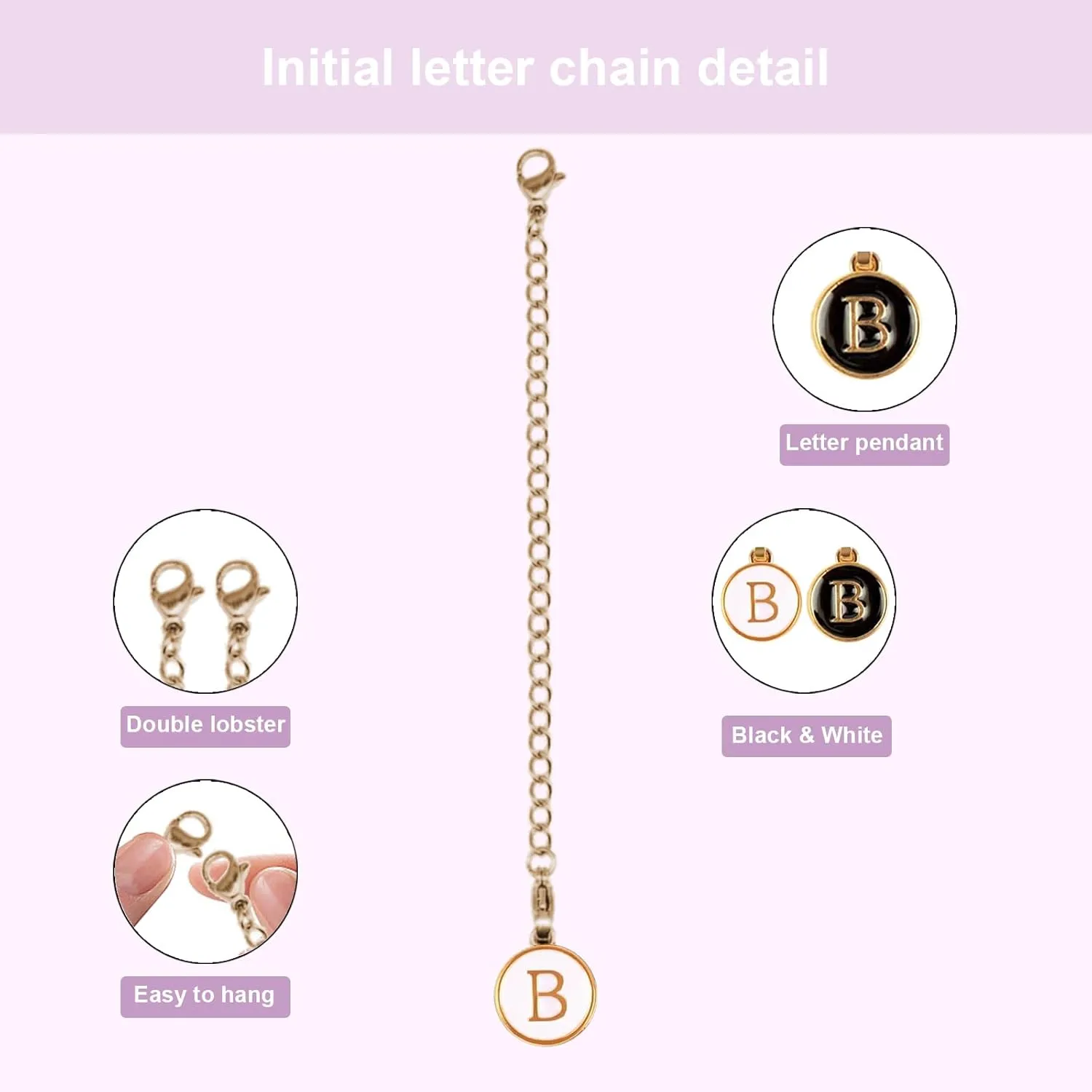 2Pcs Personalized Letter Charm for Stanley Simple Modern Tumbler 40oz with Handle ID Plate Initial Letter Chain Gift for Women Jewelry