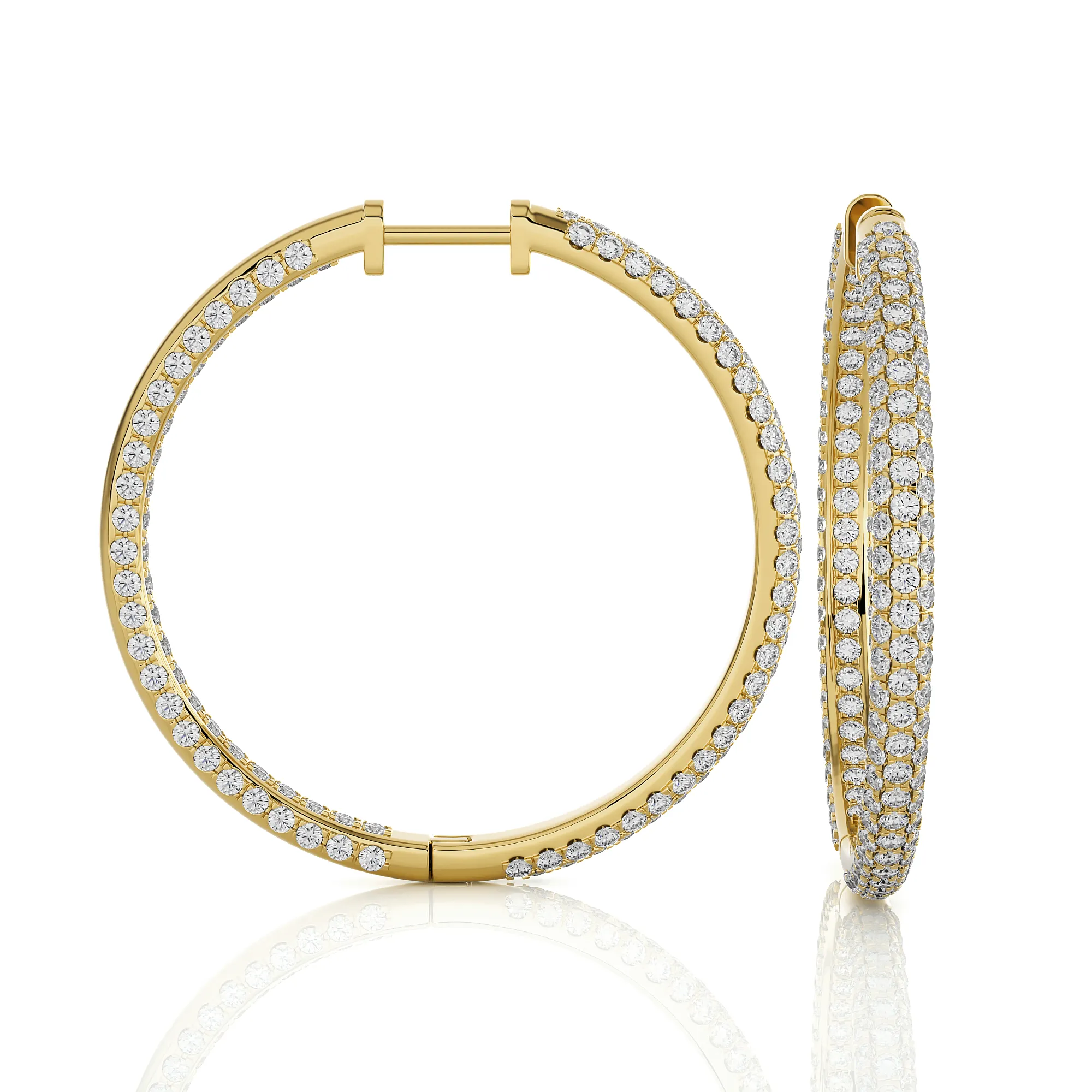 3 ctw Round Lab Grown Diamond Inside Out Hoop Earrings