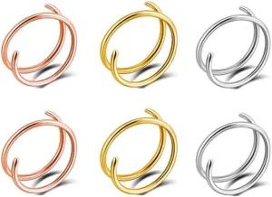 3 Pairs Spiral Earrings Double Hoop Earrings Climber Hoop Earrings Double Hoop Earrings for Single Piercing Double Twist Hoop Earrings Small Spiral Cartilage Hoop Illusion Earrings for Women Hypoallergenic Lightweight Jewelery